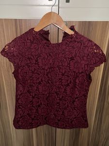 Burgundy Lace Top