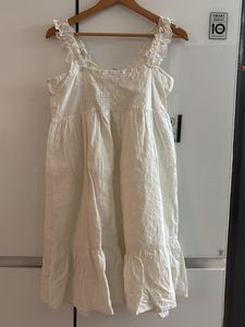 White Ruffle Strap Mini Dress