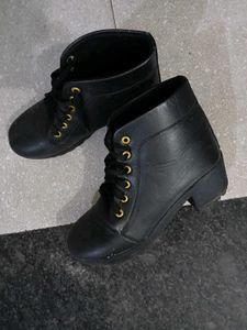 Black Short Boots Size 38 Uk 5