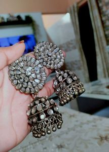 Oxidized Jhumka Earrings