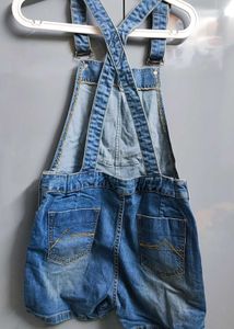 Short Denim Dungaree With Adjustable Straps