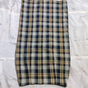 Plaid Midi Skirt with Button Detail