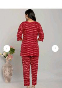 Red Printed Kurta Set