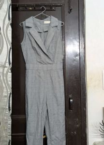 office Grey Sleeveless Jumpsuit