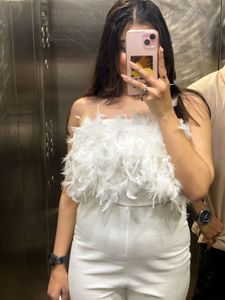 Elegant White Fur Jumpsuit  Perfect Birthday &amp; Par