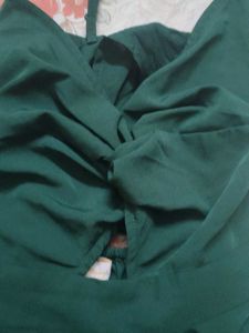 Green Back Knot Stylish Frock