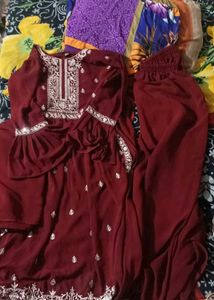 Burgundy Embroidered Salwar Kameez