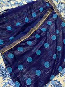 Stylish Dark Blue Saree 💙