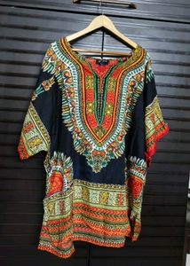 Ashro Women Black Dashiki Print Kaftan Dress