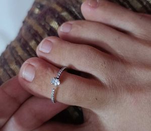 Real 925 Silver Oxidised Diamond Toe Rings