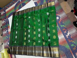 Green &amp; Grey Pure Kanchipuram Silk Saree