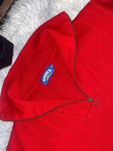 oversized Red Zip Sweater