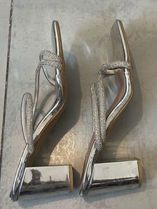 Party Silver Block Heel