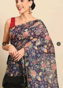 Chanderi Cotton Digital Floral Print Saree