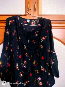 Black Printed Top