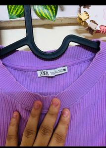 Zara Purple Ribbed Tank Top