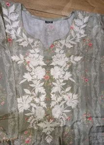Pastel Green Embroidered Kurti.