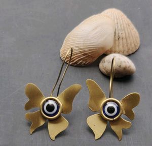 Evil Eye Gold Plated Flower Earrings