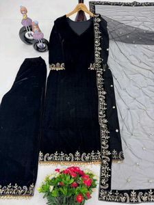 Elegant Velvet Salwar Suit black Love