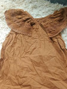 Brown Lace Detail Dress