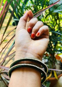 Handmade Fabric Silk Thread Kundan Bangles