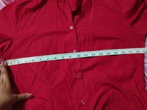 Women Red Half Sleeve Shirt