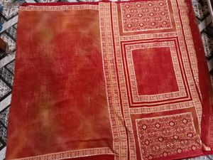 Red Plain Party wear saree