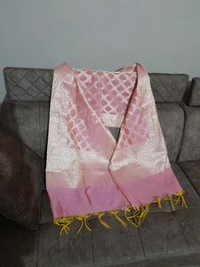 Pink Dupatta With Golden Embroidery