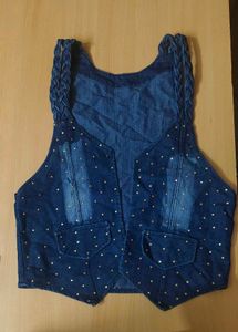Denim Vest with Braided Straps