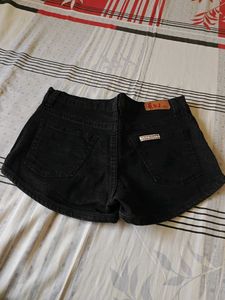 Black High Waisted Denim Shorts