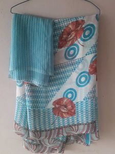 unused chiffon saree with running blouse material