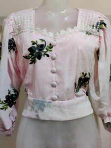 Embroidery Work Pink Top New