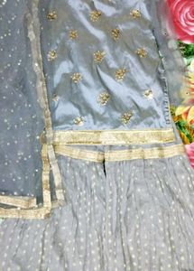 Elegant Grey Embellished Kurta Set