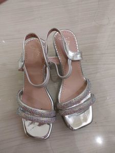 Silver Block Heels