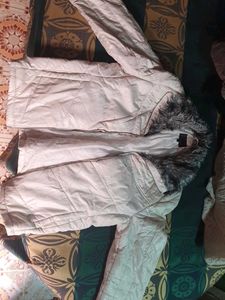 Stylish Winter Jacket white with Furr Collar