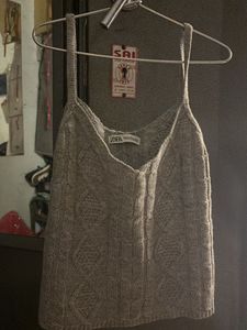 Zara Grey Wool Top