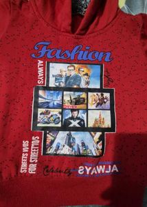 Red Graphic Printnd Hoodie With 2 jackets