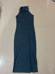 Chic Blue Bodycon Midi Dress