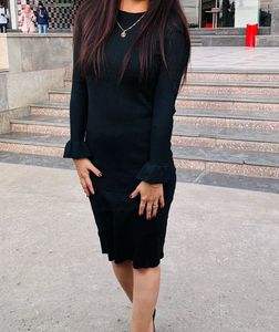 Black Knit Midi Dress