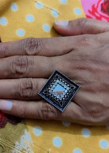 Black Flower Statement Ring
