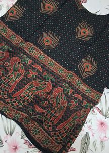 Vintage Rajasthani Peacock Print Short Kurti