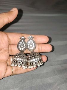 Silver Jhumka Earrings