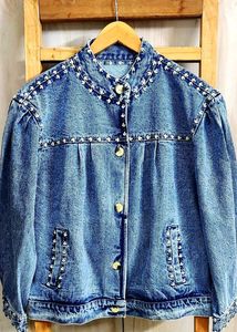 Vintage Embroidered Denim Jacket Size-44
