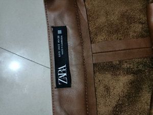 Brown Faux Leather Pants Zara Showroom Condition