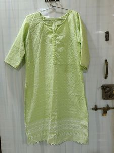 Tailor Stitched Pista Green Chikankari Kurta