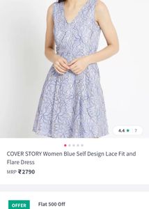 COVER STORY Women Green Self Design Lace Fit &amp; Fla