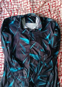 ✨Premium Black&amp;Teal Printed Shirt–Modern &amp; Stylish