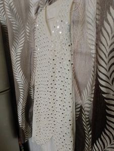 White Mirror Work Shrug Jacket