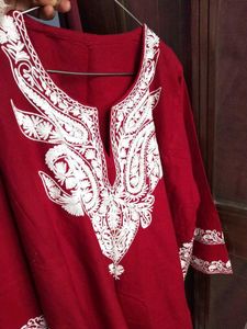 Maroon Embroidered Pheran