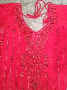 Red Embroidered Kurta